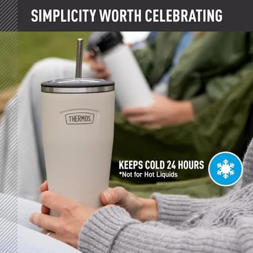 THERMOS ICON SERIES Stainless Steel Cold Tumbler with Straw 24 Ounce Matte Stainless Steel | Pack of 4 thumbnail 3