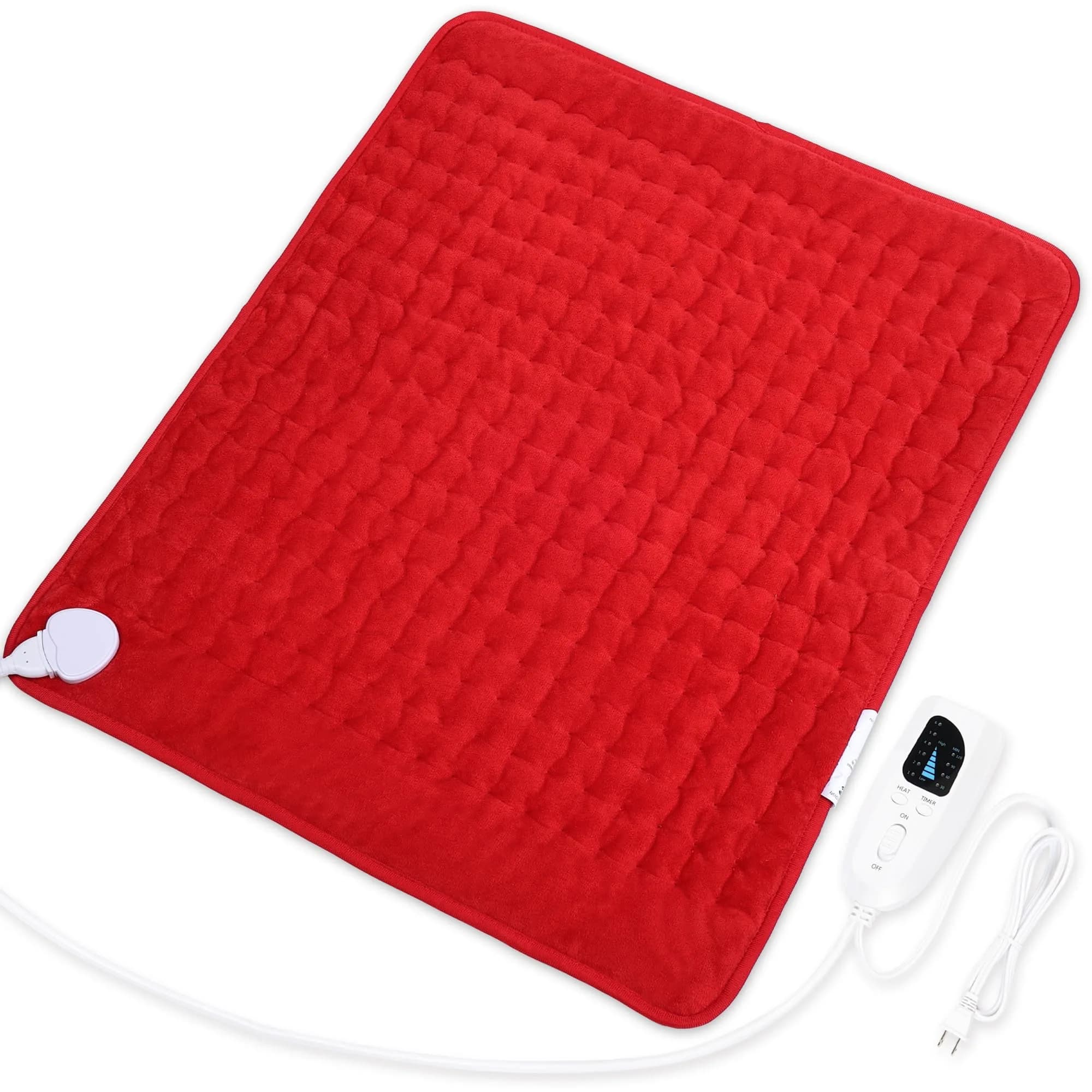 Deepsoon Electric Heating Pad 20x24 Inch Red | Soft Flannel, 6 Heat Settings, 2-Hour Auto Shut-Off - main product image