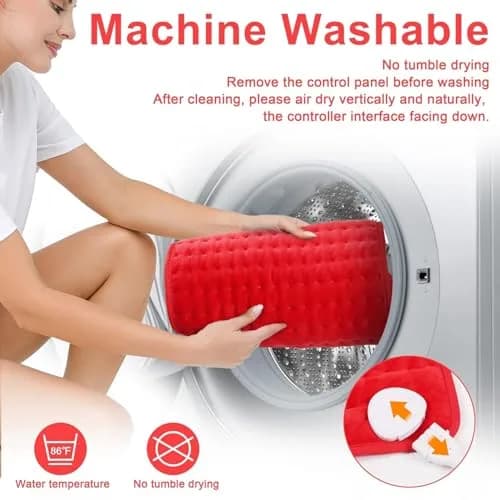 Deepsoon Electric Heating Pad 20x24 Inch Red | Soft Flannel, 6 Heat Settings, 2-Hour Auto Shut-Off thumbnail 4