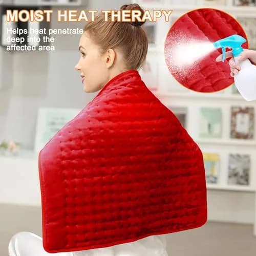 Deepsoon Electric Heating Pad 20x24 Inch Red | Soft Flannel, 6 Heat Settings, 2-Hour Auto Shut-Off thumbnail 3