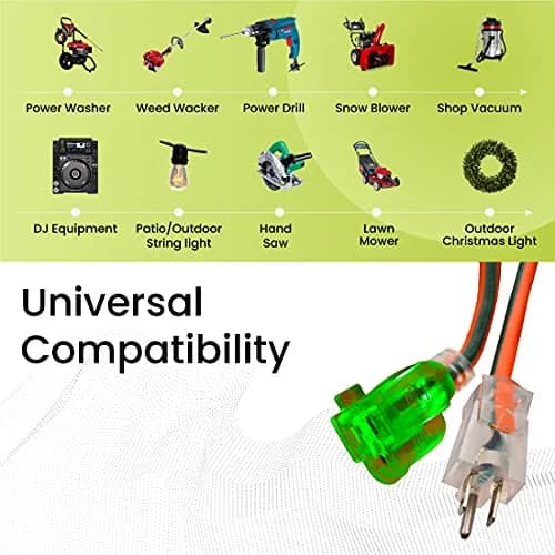 Power By GoGreen 16/3 25ft Outdoor Extension Cord with Lighted End - Contractor Grade, Moisture Resistant, 12-Pack | Heavy Duty Tools thumbnail 3