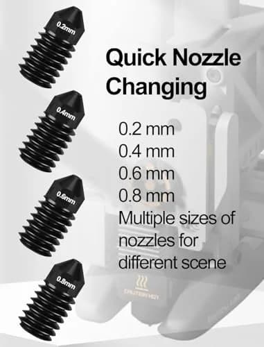 Mviioe A1 Hotend Nozzle Set for Bambu Lab A1 A1 Mini A2L, 0.2/0.4/0.6/0.8mm Hardened Steel with Silicone Sock (4-Pack) thumbnail 3