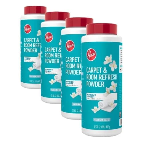 Hoover Carpet and Room Refresher Powder Fresh Linen Scent 128 oz (32 oz Pack of 4) | Eliminates Odors for Carpets, Rugs, Couches thumbnail 1
