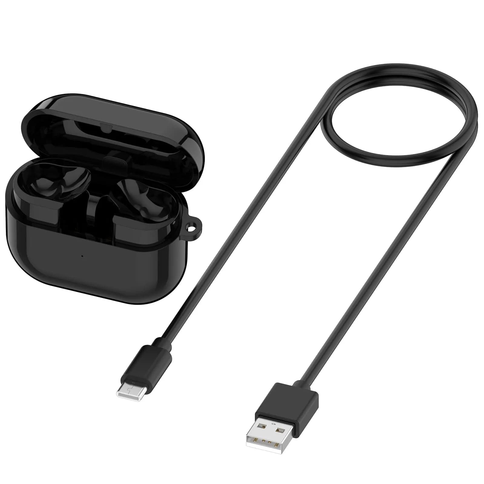 RuenTech Charging Case for Samsung Galaxy Buds 3 Pro (SM-R630) | Wireless & Wired Charging | Black (Type-C, 1 Pack) — Black