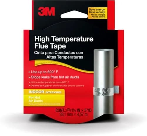 3M High Temperature Flue Tape 1.5 in x 15 ft | Up to 600°F Heat Resistance, Stops Leaks, Made in USA thumbnail 1