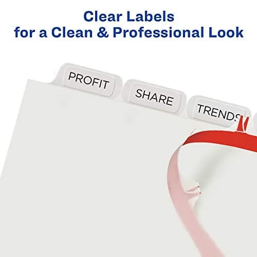 Avery 8 Tab Dividers for 3 Ring Binder, Easy Print & Apply Clear Label Strip, 5 Sets (Pack of 10) | Customizable White Tabs for Copiers thumbnail 4