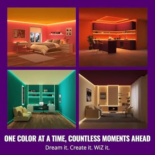 WiZ Connected Smart LED Light Strip 15m (50ft) Pack of 4 | Full Color RGB, Voice Control, App Automation thumbnail 3
