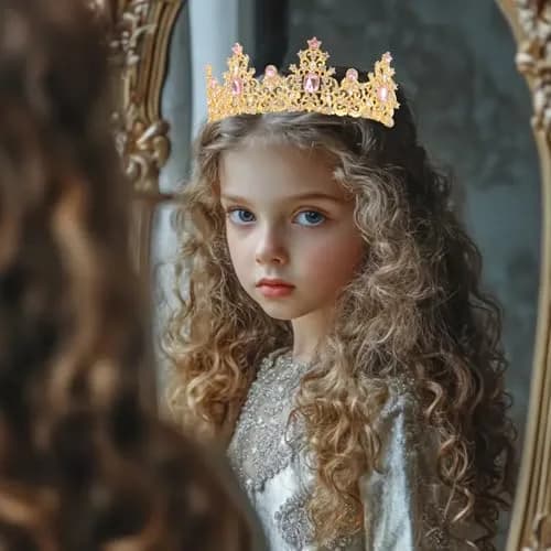 Didder Pink Gold Princess Crown Birthday Tiara for Women & Girls | Adjustable Renaissance Style Accessory thumbnail 5