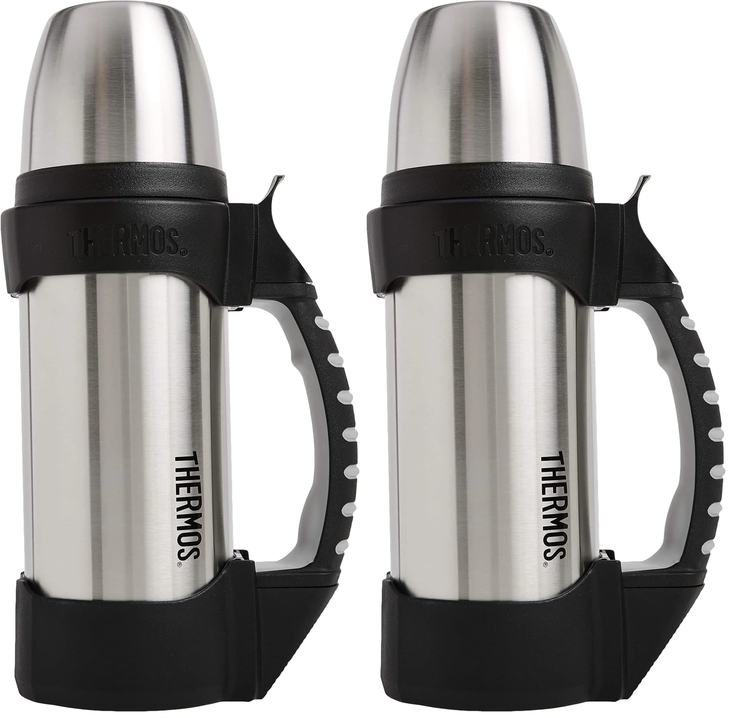 Thermos The Rock Vacuum Insulated 1 Liter (35.2 oz) Beverage Bottle | Keeps Drinks Hot or Cold All Day — Stainless Steel/Black