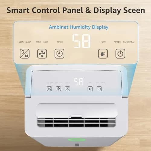 KNKA Dehumidifier for Basement 21 Pint | Smart Humidistat, Drain Hose, White thumbnail 6