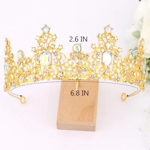Didder Jewelry Tiara Crown 6.8in Diameter | Elegant Princess Headpiece for Women & Girls thumbnail 2