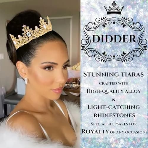 Didder Jewelry Tiara Crown 6.8in Diameter | Elegant Princess Headpiece for Women & Girls thumbnail 3