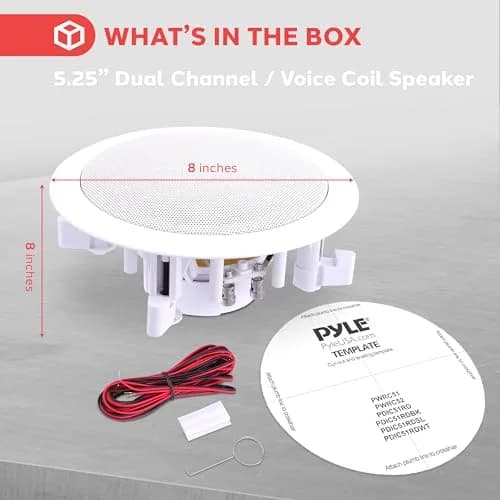 Pyle 5.25” 2-Way Ceiling Speaker, 200W Peak Power | Weatherproof HiFi Sound for Indoor & Outdoor thumbnail 6