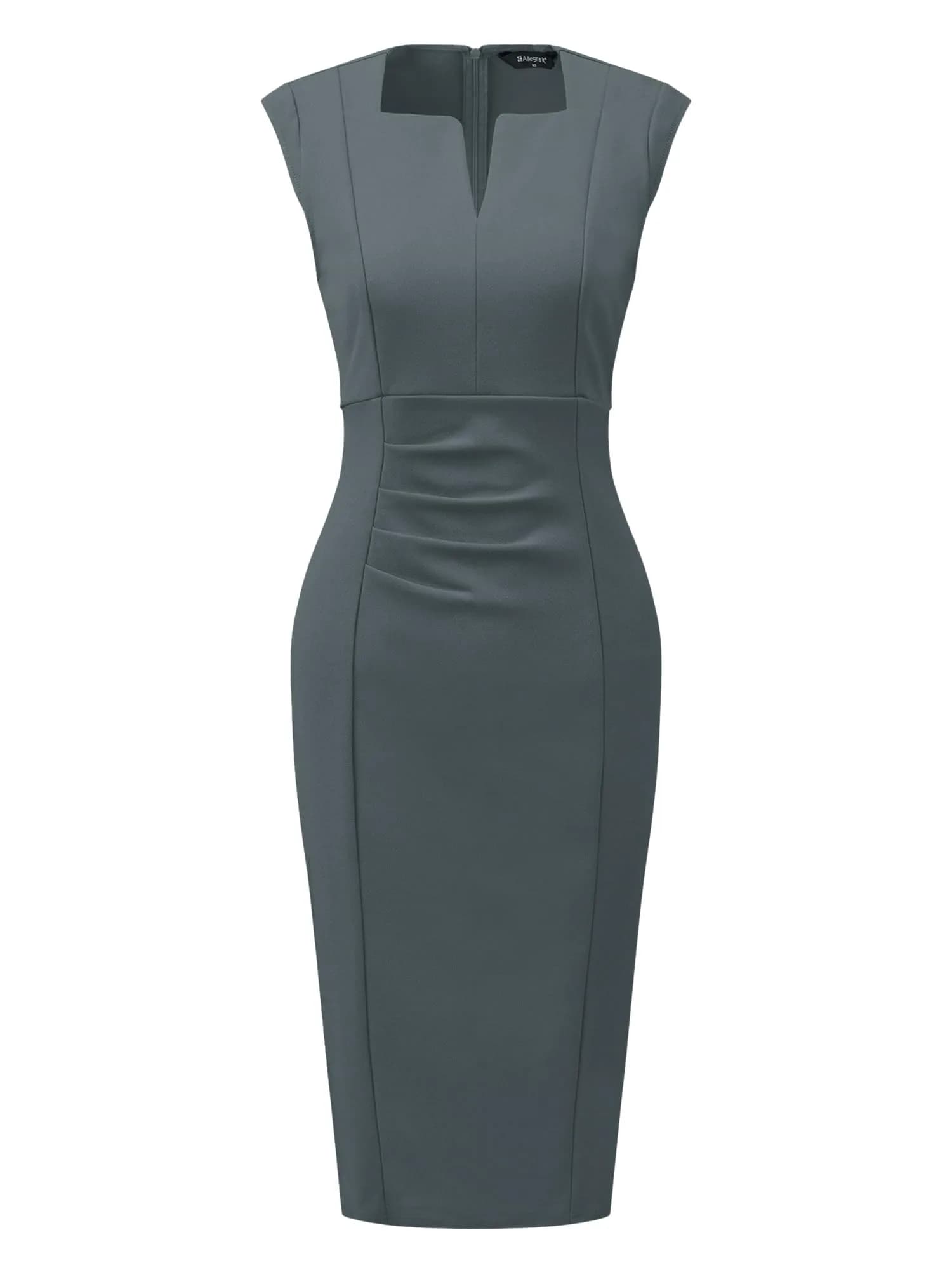 Allegra K Women's Sheath Dress Pencil Work Sleeveless Medium Grey | Elegant Office Style