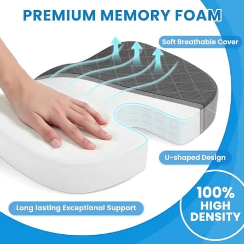 TushGuard Memory Foam Office Chair Seat Cushion Large Dark & Light Grey | Ergonomic U-Shape for Sciatica & Back Pain Relief thumbnail 3