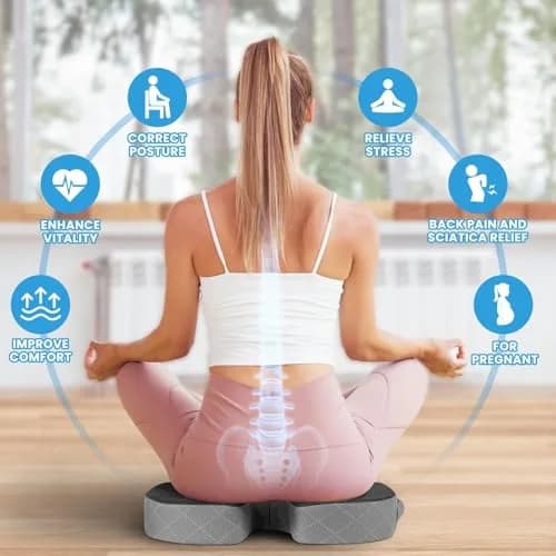 TushGuard Memory Foam Office Chair Seat Cushion X-Large Dark&Light Grey | Ergonomic U-Shape for Sciatica & Back Pain Relief thumbnail 4