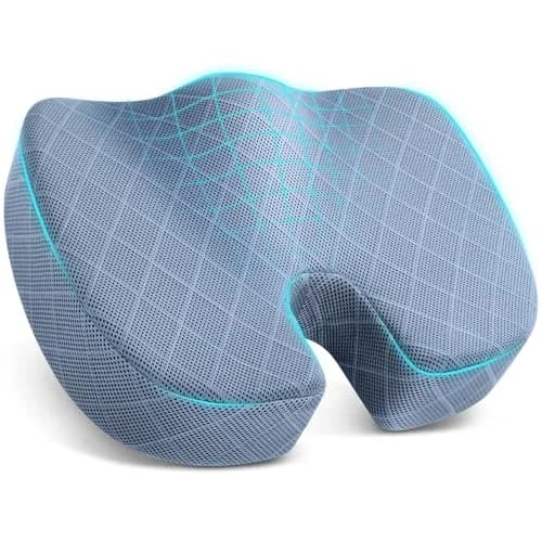 TushGuard Memory Foam Office Chair Seat Cushion Large Light Blue | Ergonomic U-Shape for Tailbone Pain Relief thumbnail 1