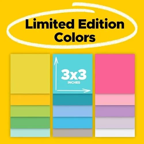 Post-it Super Sticky Notes 3 x 3 in Assorted Colors (15 Pads, 12-Pack) | 2X Sticking Power for Vertical Surfaces thumbnail 3