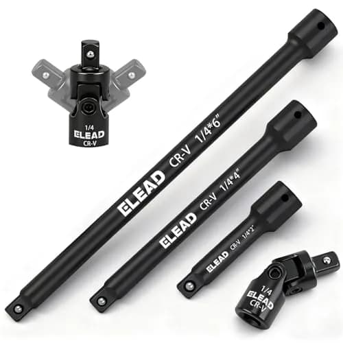 ELEAD 4-Piece 1/4" Drive Socket Extension Bar Set 2, 4, 6 inch | Premium Cr-V Steel, Universal Joint thumbnail 1