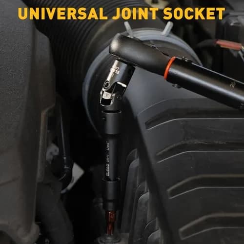 ELEAD 4-Piece 1/4" Drive Socket Extension Bar Set 2, 4, 6 inch | Premium Cr-V Steel, Universal Joint thumbnail 6