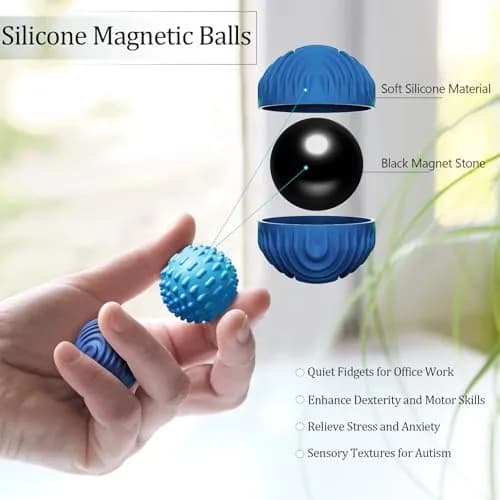 luckdoor Silicone Magnetic Balls Fidget Toy 8PCS | Sensory Stress Relief for Adults & Teens thumbnail 2