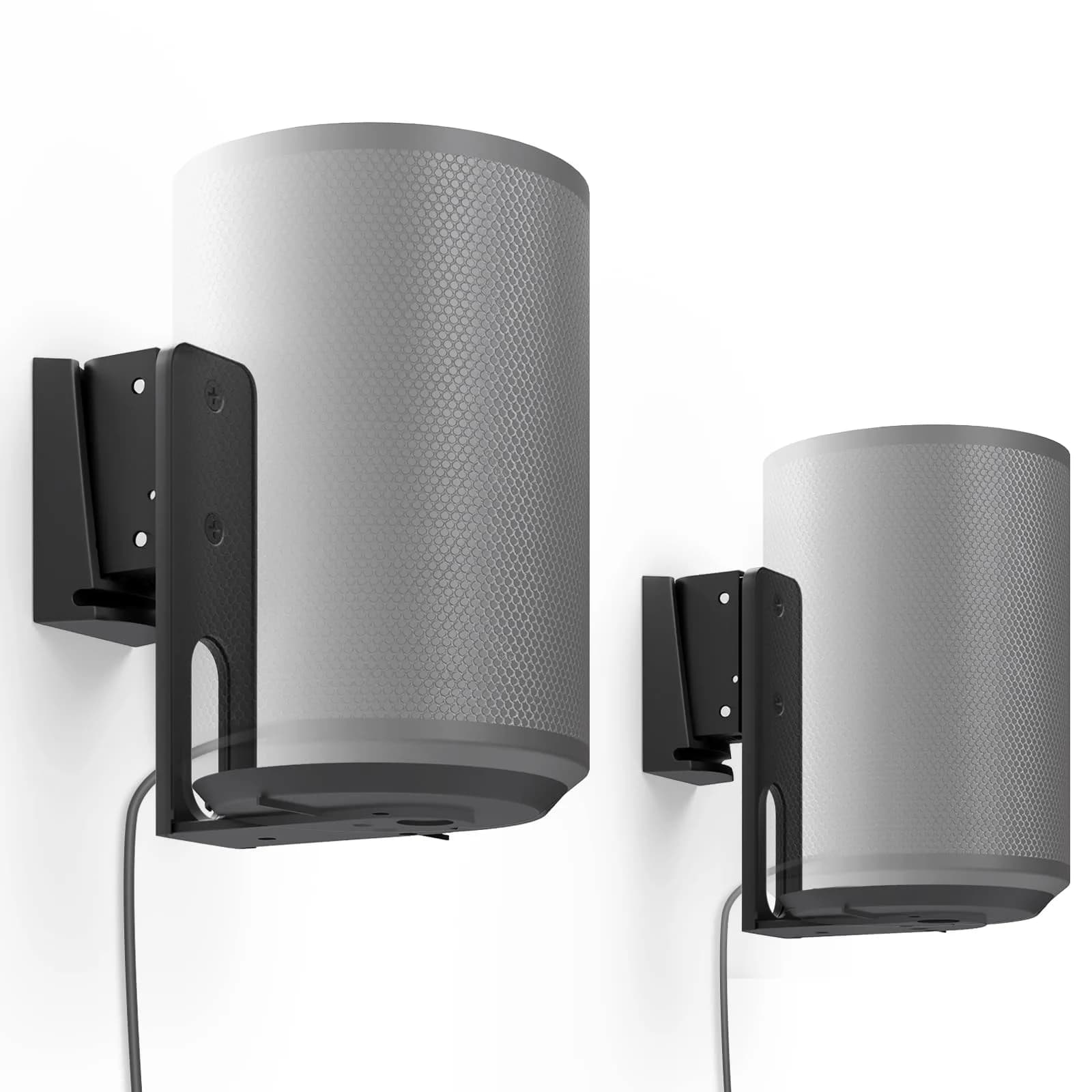 PUTORSEN Speaker Wall Mount for Sonos Era 100, Tilt & Swivel, 2 Pack White | Metal Mount Bracket for Better Audio Enjoyment — Black / Twin