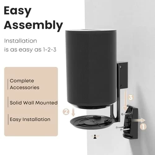 PUTORSEN Speaker Wall Mount for Sonos Era 100, Tilt & Swivel, 2 Pack Black | Secure Metal Bracket for Enhanced Audio thumbnail 6