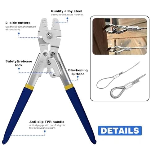 Sanuke Wire Rope Crimping Kit, Cable Swaging Tool Crimps up to 2.2mm | Heavy Duty Stainless Steel thumbnail 7