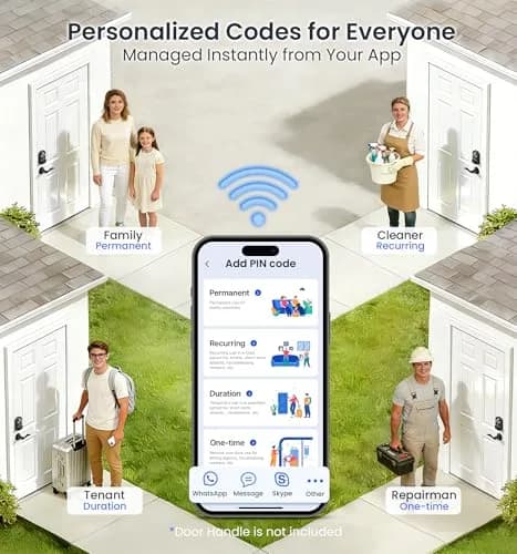 Veise VE012W WiFi Fingerprint Smart Lock for Front Door, Matte Black - 1.68 lbs (0.76 kg) thumbnail 8