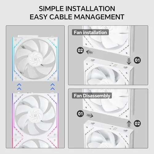 Thermalright TL-M12QRW X3 120mm Reverse Case Fans 3-Pack White | PWM ARGB Infinity Mirror Lighting thumbnail 3