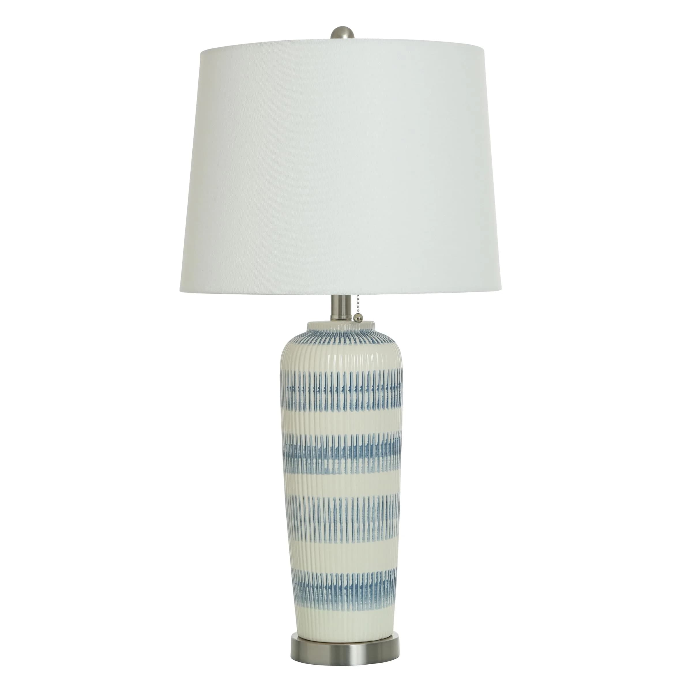 Stylecraft Home Collection Caleb Ceramic Table Lamp - Blue Ivory - Off-White Shade | Elegant Indoor Lighting - main product image