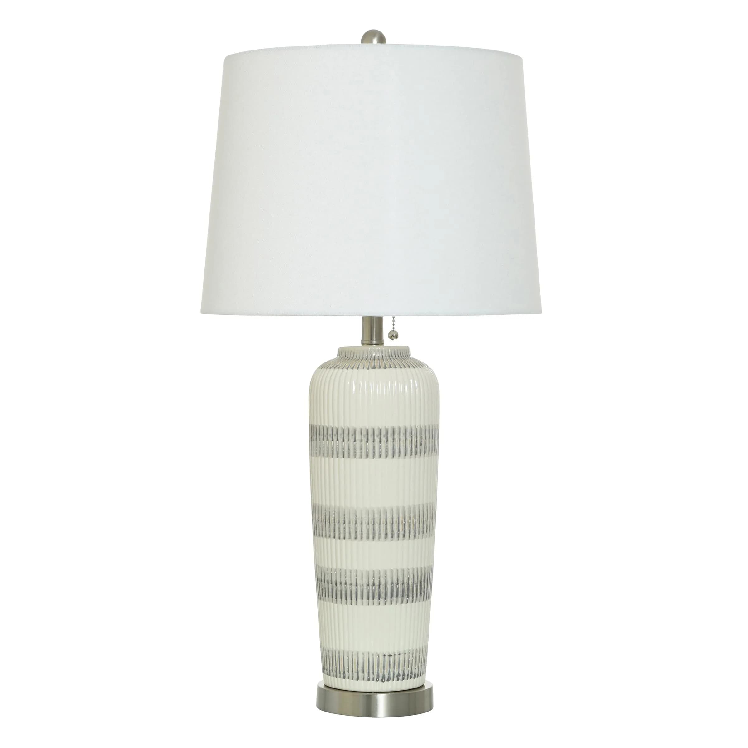 Stylecraft Home Collection Caleb Ceramic Table Lamp - Blue Ivory - Off-White Shade | Elegant Indoor Lighting — Gray Ivory