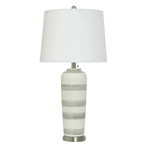 Stylecraft Home Collection Caleb Ceramic Table Lamp - Gray Ivory - Off-White Shade | Modern Indoor Decor thumbnail 1