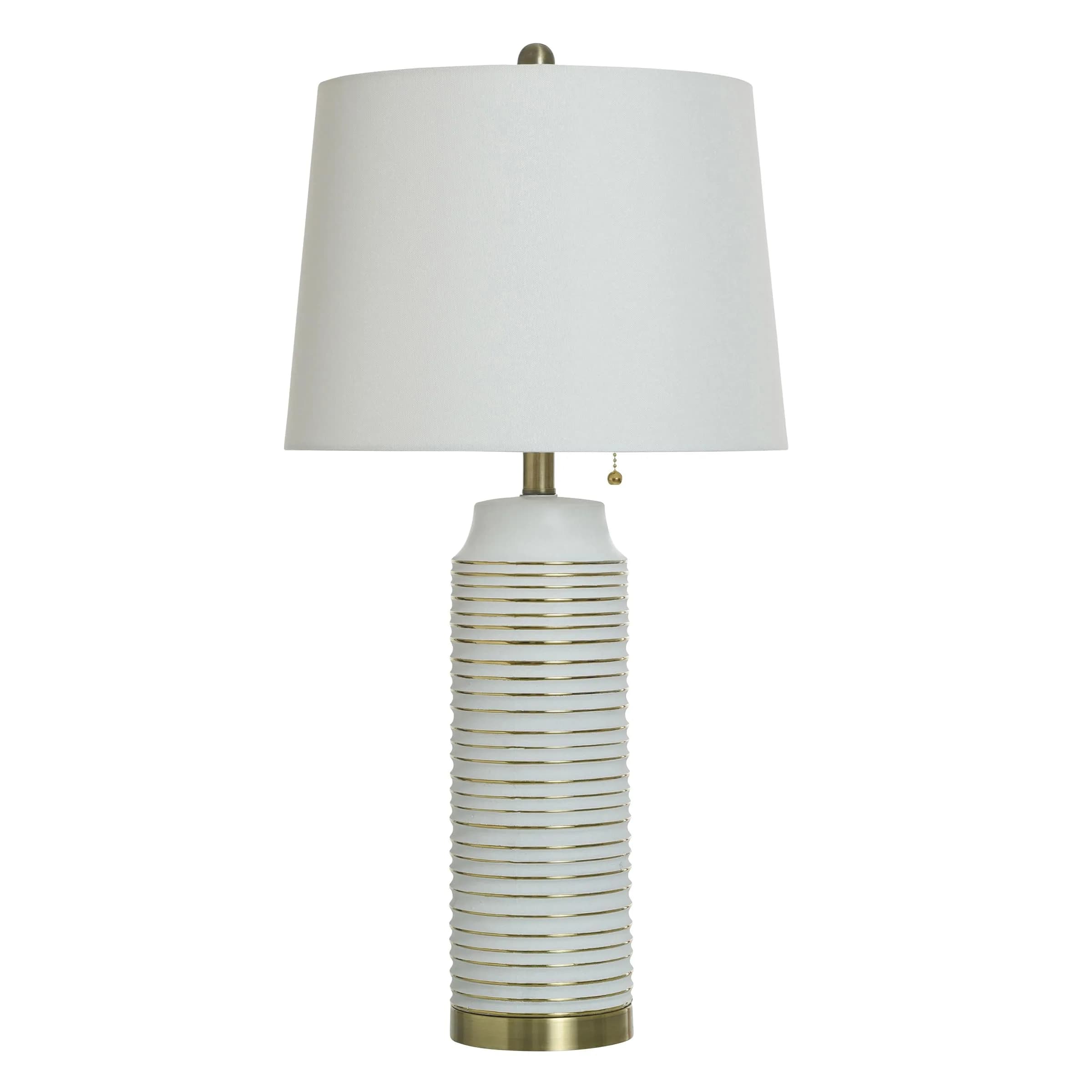 Stylecraft Home Collection Annie - Ceramic Table Lamp - White Gold Finish - White Shade - main product image