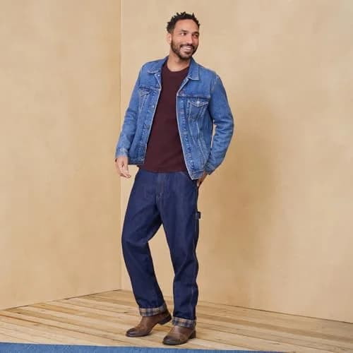 Levi Strauss Signature Gold Men's Carpenter Jeans (28W x 34L) | Flannel Lined, Loose Fit, Indigo Rinse thumbnail 3