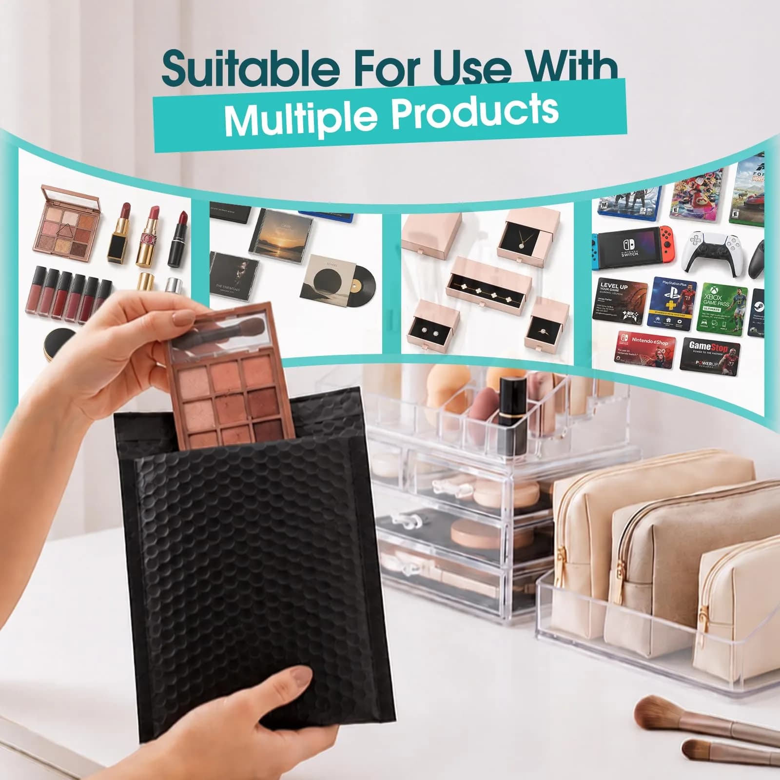 Fuxury Black Bubble Mailers 6x10 Inch (9600 PCS) | Padded Envelopes for Small Business Mailing thumbnail 3