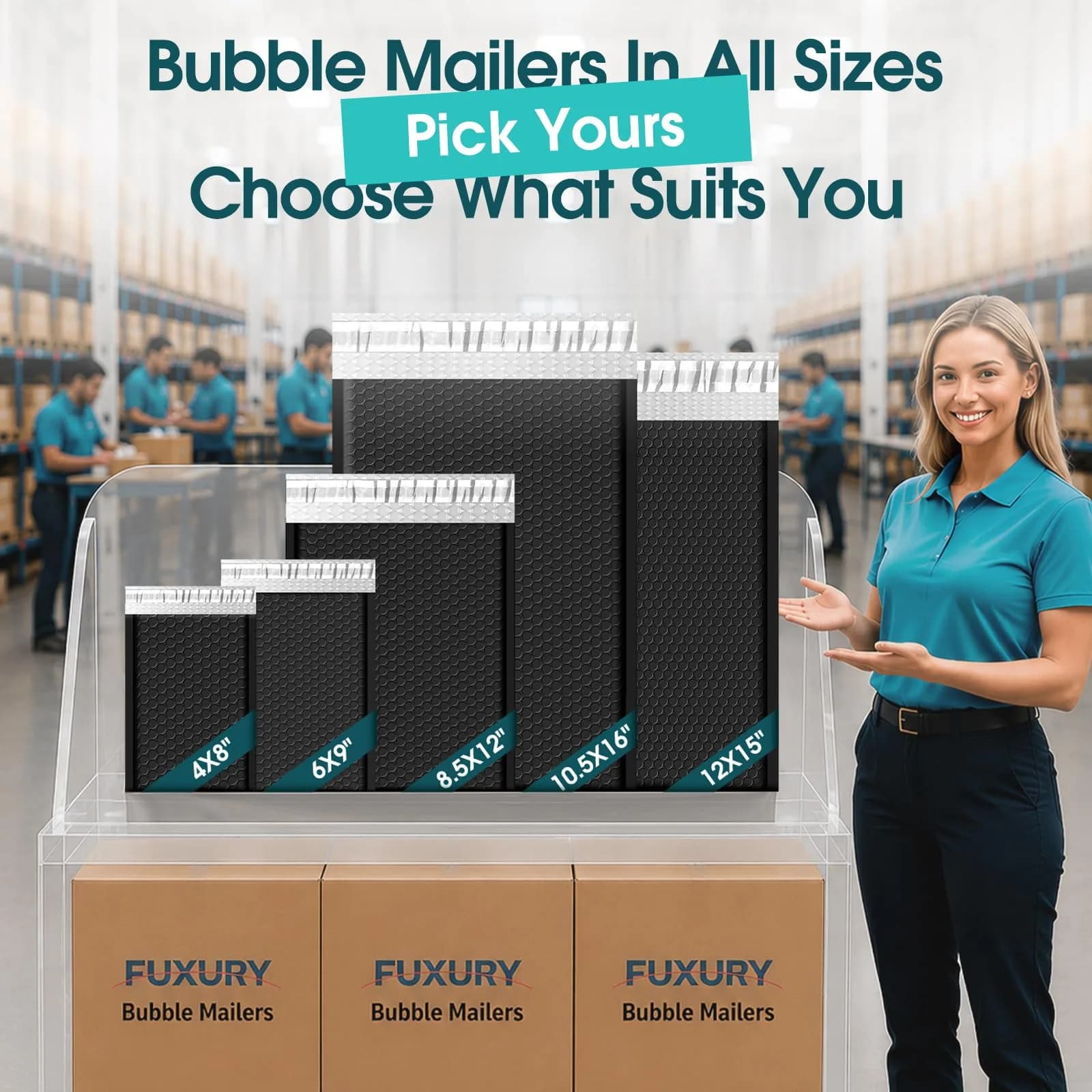 Fuxury Black Bubble Mailers 6x10 Inch (9600 PCS) | Padded Envelopes for Small Business Mailing thumbnail 6