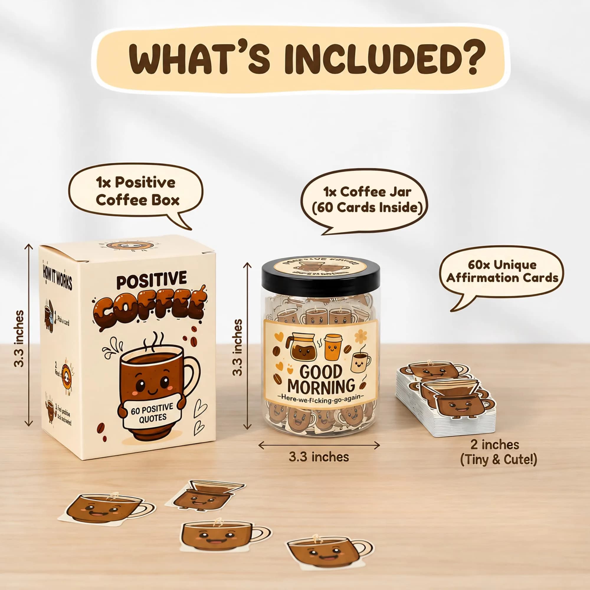 DEARMINE Positive Coffee Jar with 60 Affirmation Cards, 8.5 Ounces | Daily Positivity Boost thumbnail 2