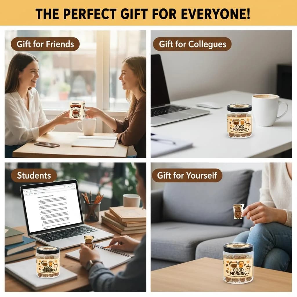 DEARMINE Positive Coffee Jar with 60 Affirmation Cards, 8.5 Ounces | Daily Positivity Boost thumbnail 4
