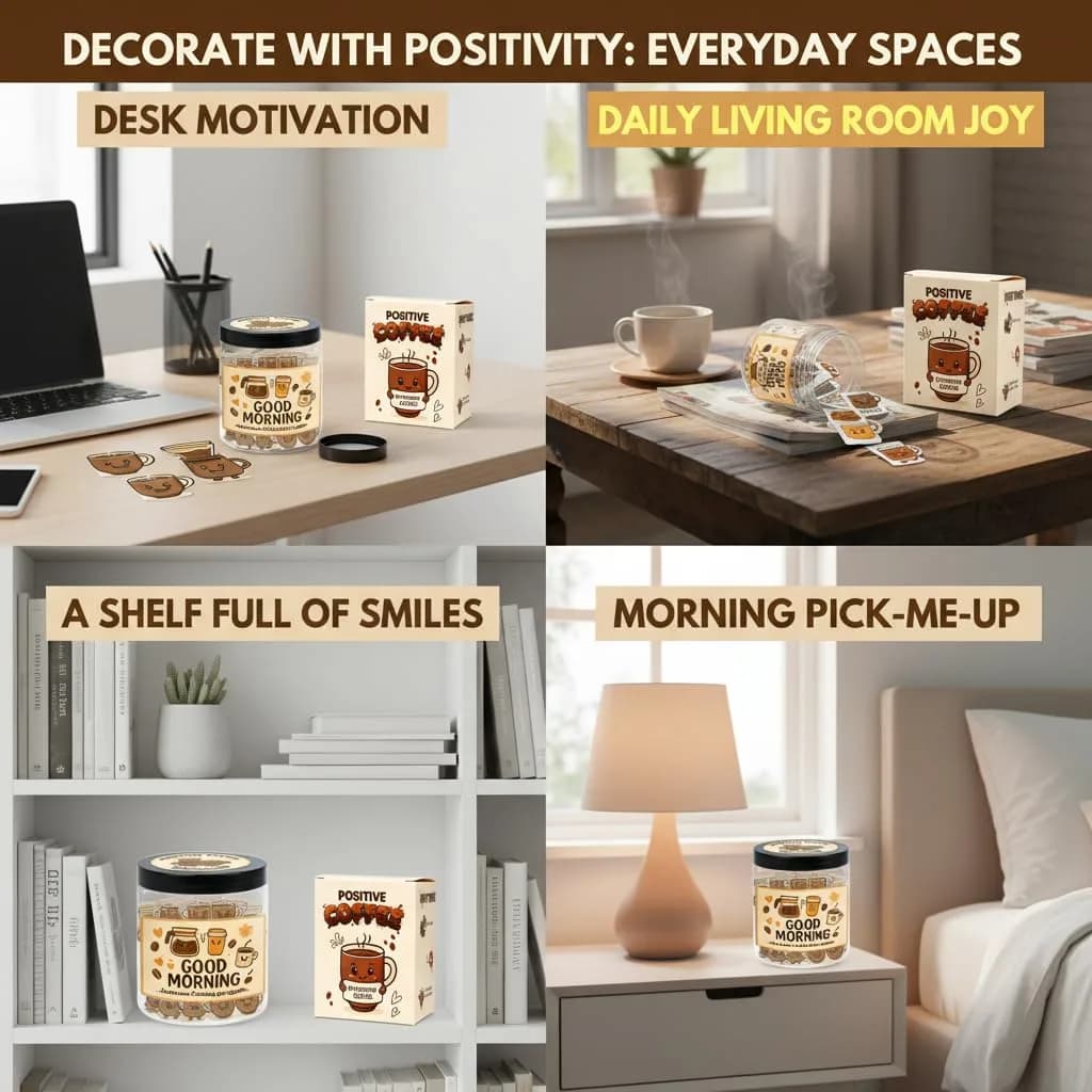 DEARMINE Positive Coffee Jar with 60 Affirmation Cards, 8.5 Ounces | Daily Positivity Boost thumbnail 5