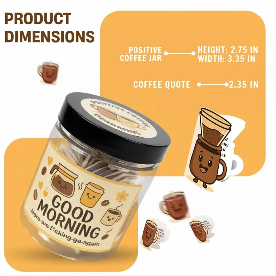 DEARMINE Positive Coffee Jar with 60 Affirmation Cards, 8.5 Ounces | Daily Positivity Boost thumbnail 6