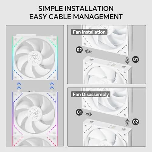 Thermalright TL-M12QW X3 120mm ARGB White Case Fans 3-Pack | 2000RPM PWM 68.9CFM thumbnail 3
