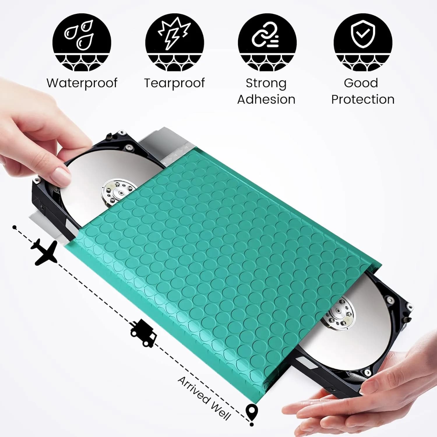 Fuxury Teal Bubble Mailers 6x10" (9600 Pack) | Bulk Value Pack for Small Business Mailing thumbnail 3