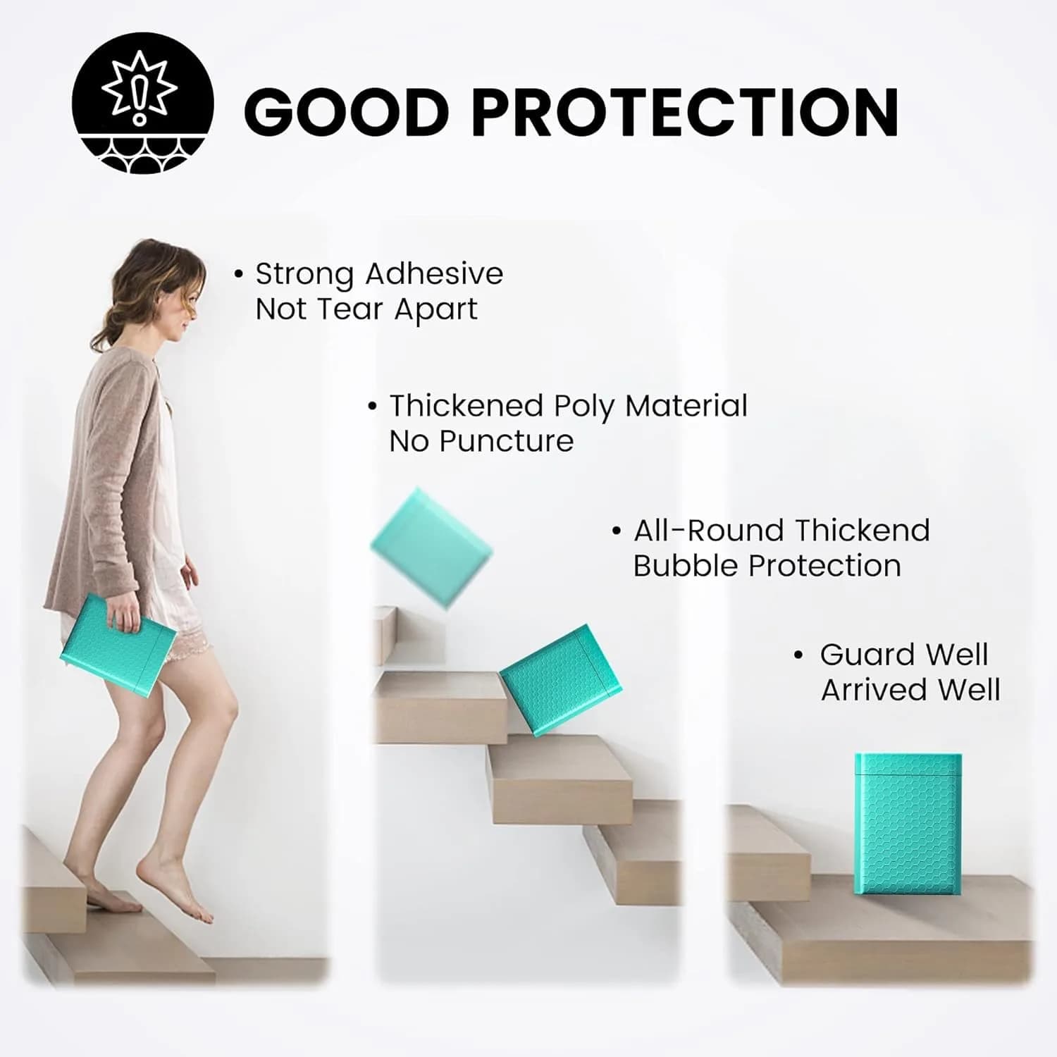 Fuxury Teal Bubble Mailers 6x10" (9600 Pack) | Bulk Value Pack for Small Business Mailing thumbnail 4