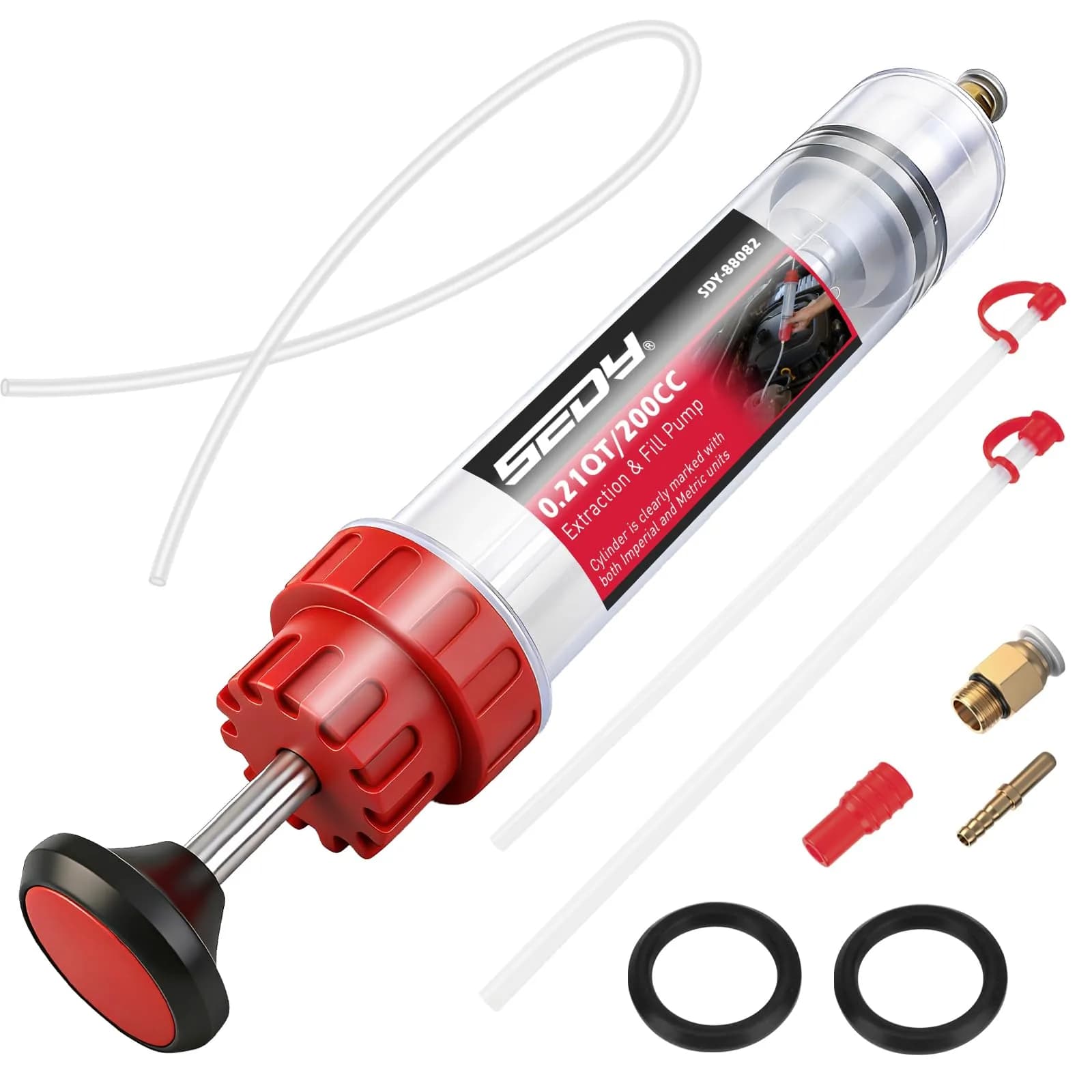 SEDY 200CC Automotive Fluid Extractor Syringe Pump with Long Hose & Extension Tubes | Precise Oil & Fluid Transfer in India - main product image