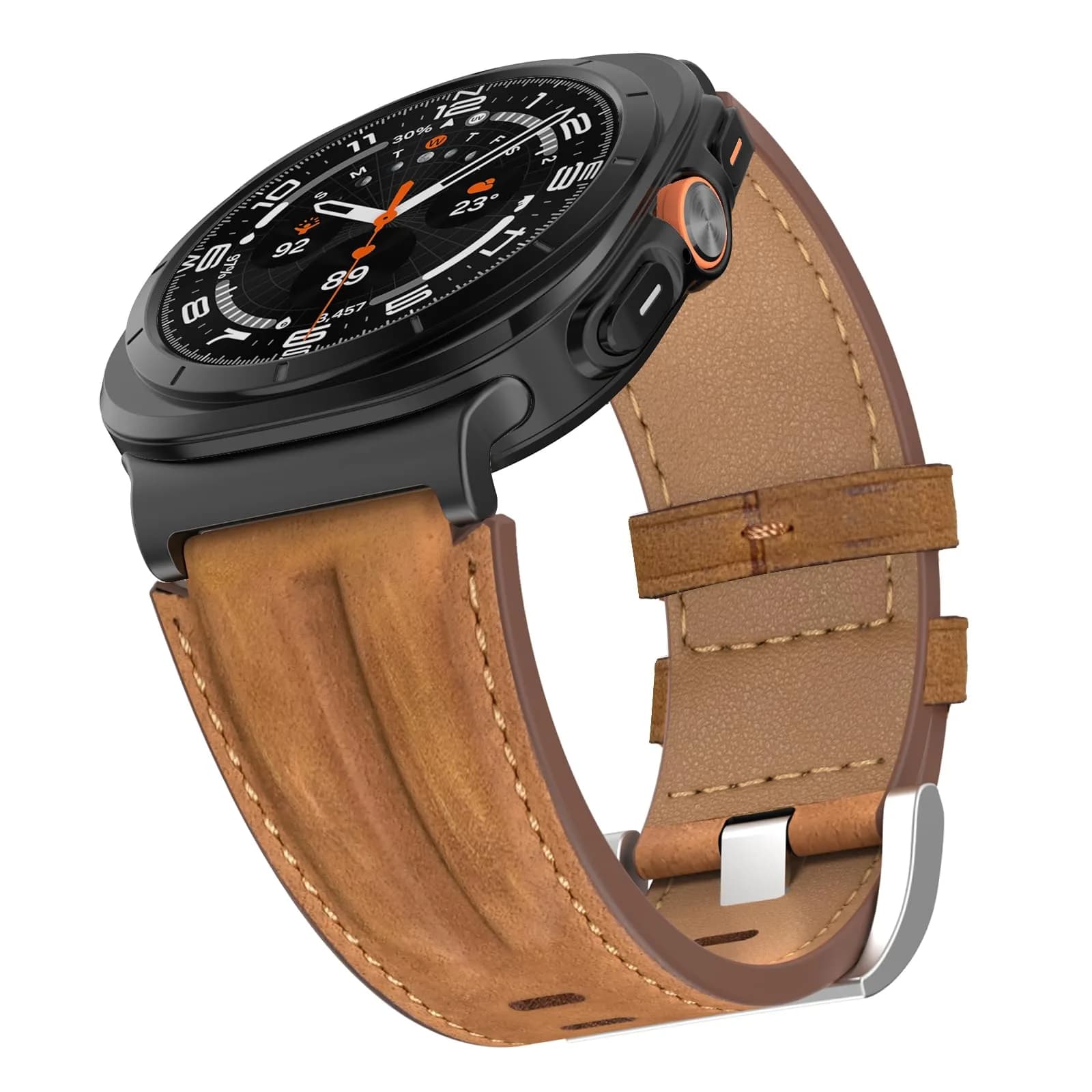 Bouixel Genuine Leather Band for Samsung Galaxy Watch Ultra 2/1 47mm | Black-Deep Brown