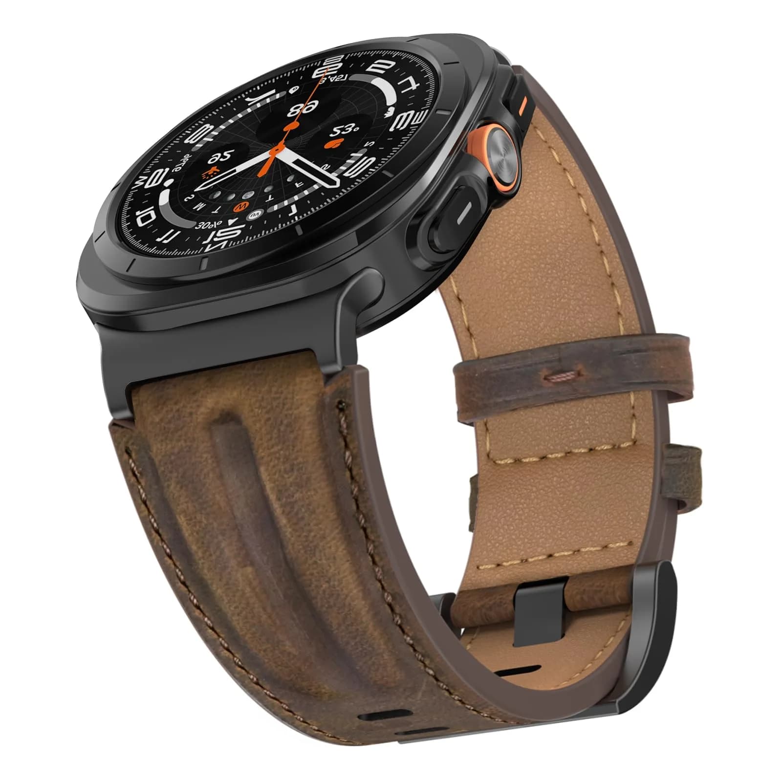 Bouixel Genuine Leather Band for Samsung Galaxy Watch Ultra 2/1 47mm | Black-Deep Brown — Black-Dark Coffee