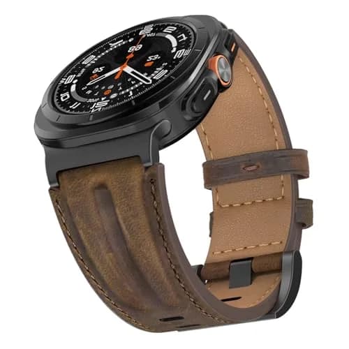 Bouixel Genuine Leather Band for Samsung Galaxy Watch Ultra 47mm | Black-Dark Coffee thumbnail 1