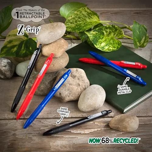 Zebra Pen Z-Grip Recycled Ballpoint Pen, Black Ink, 1.0mm, 48 Bulk-Pack | Smooth Writing, Retractable, 68% Recycled thumbnail 2