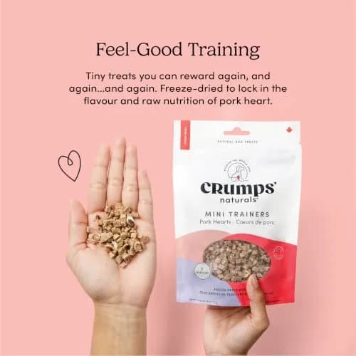 Crumps’ Naturals Mini Trainers Freeze Dried Pork Hearts 1.9oz | Protein & Training Reward (120c) thumbnail 6